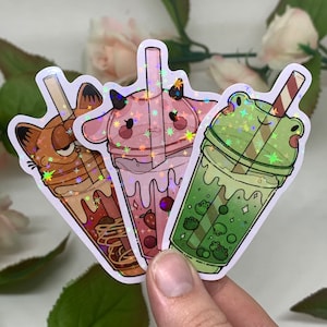 Boba Holographic Stickers | 3in Kawaii Vinyl Stickers