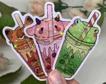 Boba Holographic Stickers | 3in Kawaii Vinyl Stickers