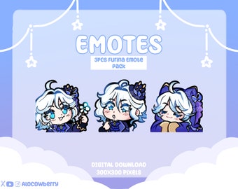 Chibi Furina Emotes | Genshin Impact Stream Stickers (Digital Download)
