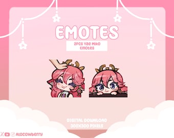 Chibi Yae Miko Emotes | 2PCS Twitch/Discord Stream Emoticons (Digital File)