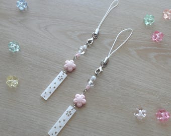 Pink Sakura Flower Cherry Blossom | Good Luck | Japanese Style Phone Charm | Handmade