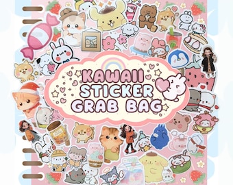 Kawaii Sticker Grab Bag | Cute Mystery Sticker Flake Pack | Perfect for Planners, Journals, Water Bottle Decoration | Surprise and Fun Gift