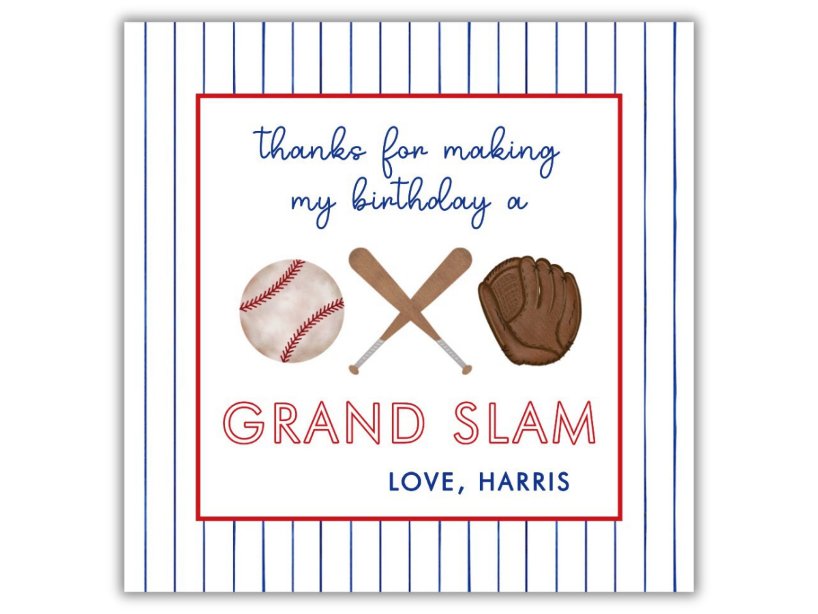 Printable Thank You Card, Baseball, Personalized Gift Tag, Editable ...