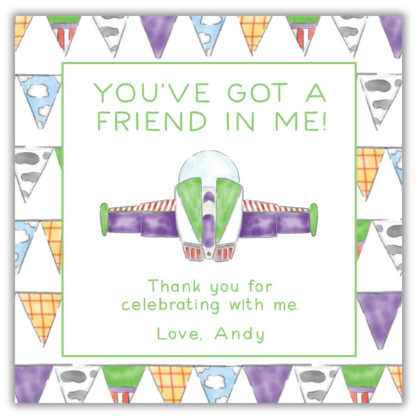 Printable Thank You Card, Toy Story, Personalized Gift Tag, Editable Template, Buzz Light Year Party Decor, Party Favors