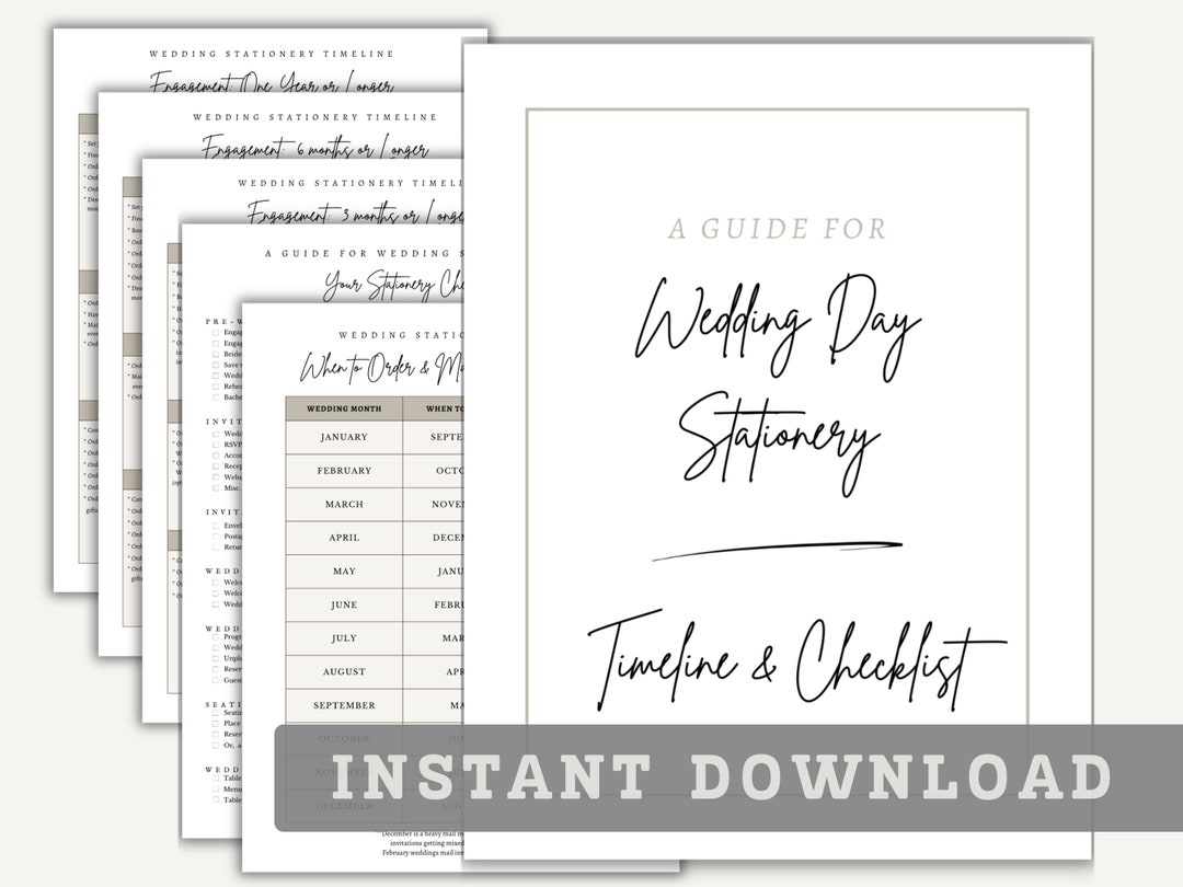 Wedding Stationery Checklist and Timeline Instant Download - Etsy