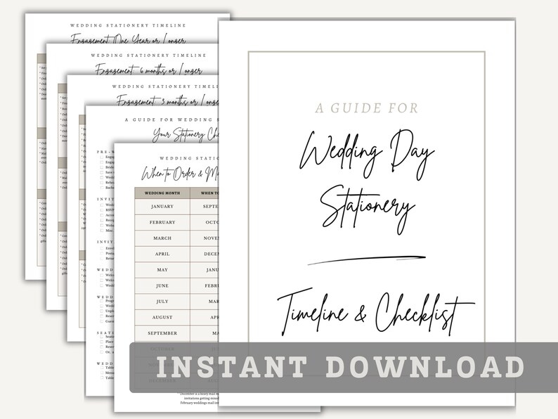 Wedding Stationery Checklist and Timeline Instant Download - Etsy