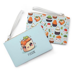 Foodie Sushi Lover Cute Wristlet Clutch Bag - Japanese Food Accessory, Small Handbag, Unique Gift for Her, Trendy Fashion Purse, Travel
