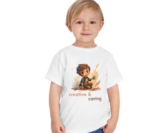 Creative & Caring Toddler&#39;s Tee, Toddler Shirt, Kid&#39;s Top, Baby T-Shirt, Children&#39;s Clothing, Playful Youth Apparel