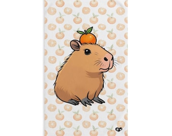 Cute Capybara Hand Towel with Citrus Design - Fun Kitchen & Bathroom Decor
