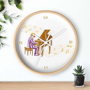 Musical Piano Wall Clock - Perfect Gift for Music Lovers, Home Decor, Unique Wall Art, Piano Theme, Holiday Gift