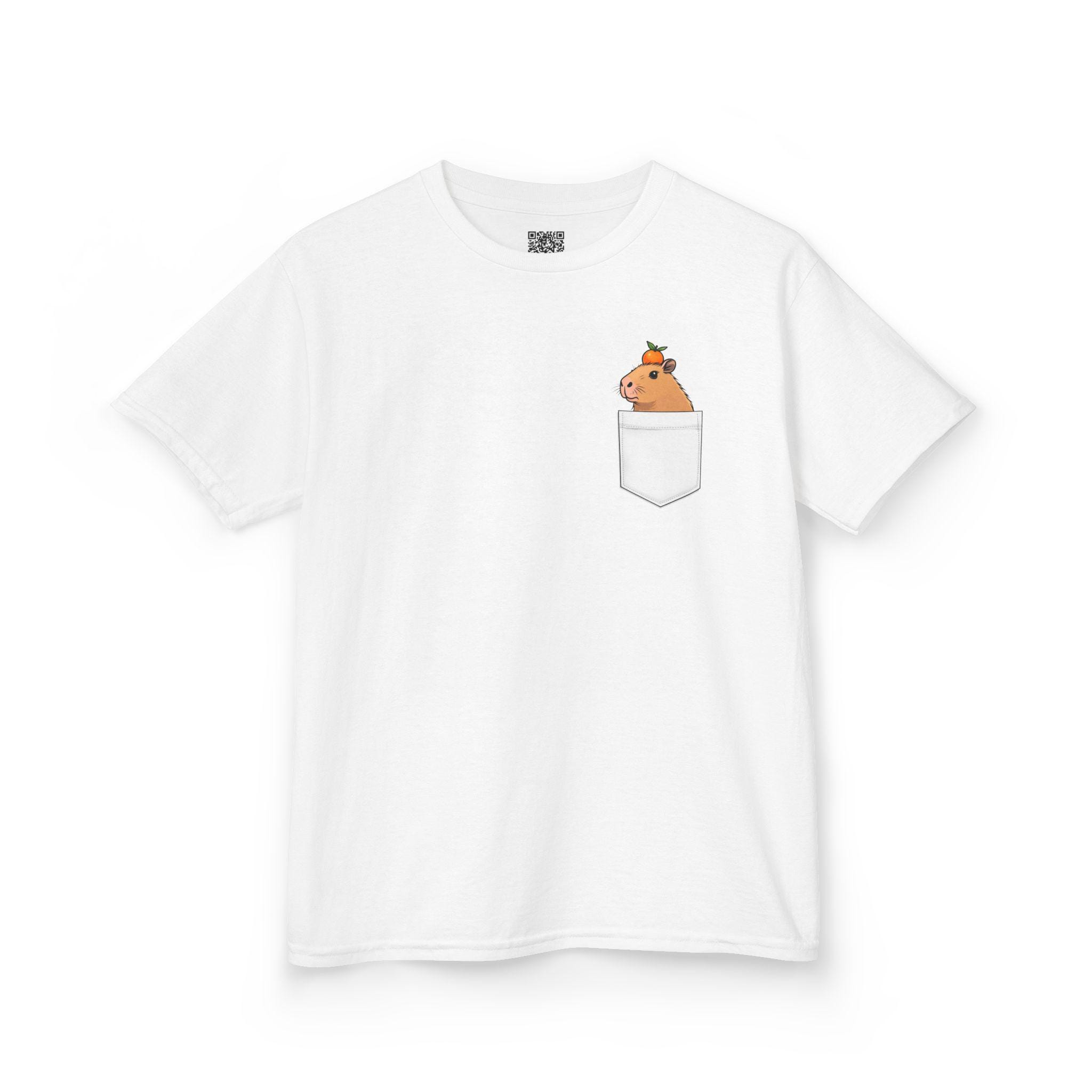 Kids Pocket Capybara Graphic Heavy Cotton Comfy Shirt