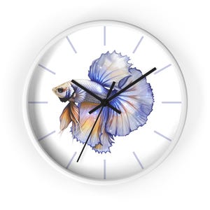 Elegant Betta Fish Wall Clock - Colorful Home Decor, Unique Gift for Aquatic Lovers, Nautical Aesthetic, Timeless Wall Art