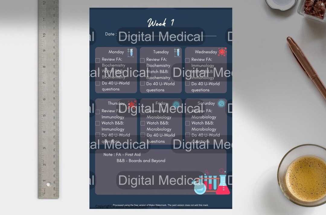 12 Week Study Schedule for USMLE Step 1 Etsy
