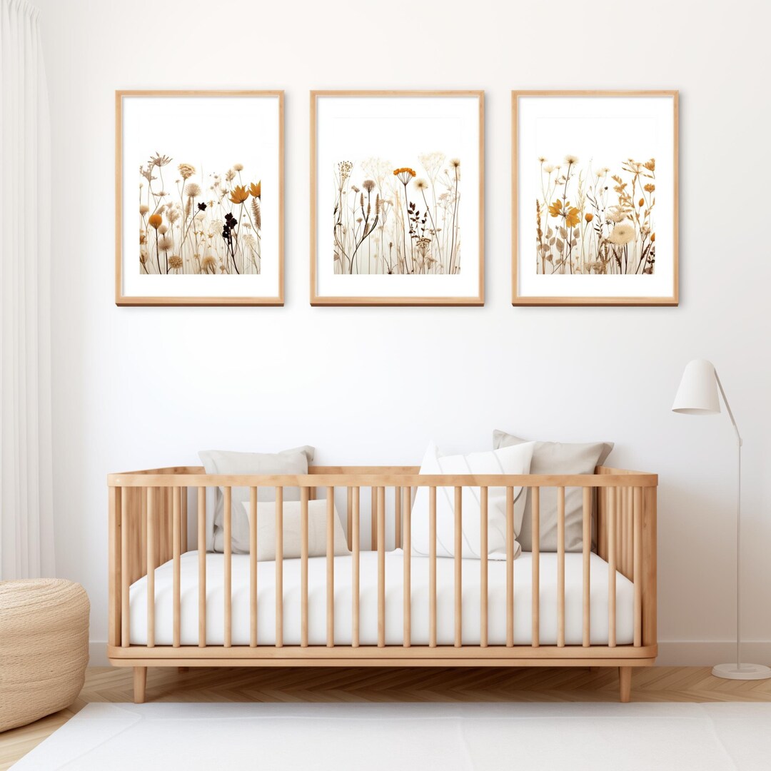 Wildflower Girls Nursery Print Set, Boho Nursery Wall Art, Meadow ...