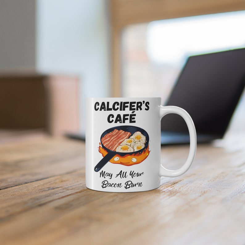 Calcifer Mug | May All Your Bacon Burn | Howl's Moving Castle Mug | Inspired Hayao Miyazaki Large Mug | Anime Gift Idea image 5