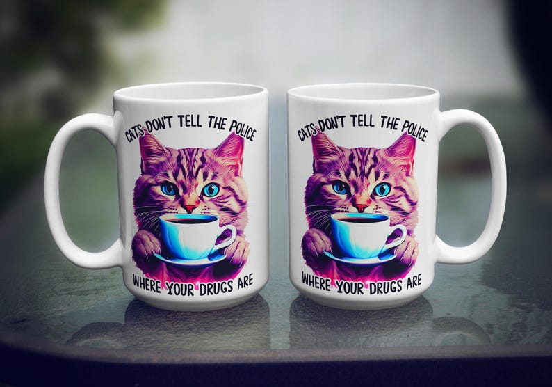 MugzBunnyStore Cats Don't Tell The Police Mug - Thumbnail 4