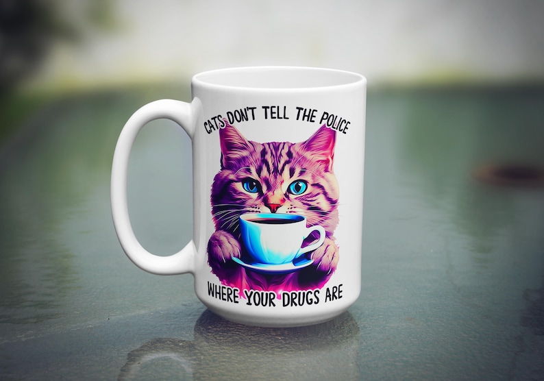 MugzBunnyStore Cats Don't Tell The Police Mug - Thumbnail 3