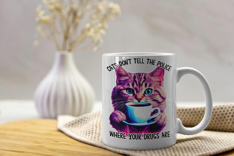 MugzBunnyStore Cats Don't Tell The Police Mug - Thumbnail 2