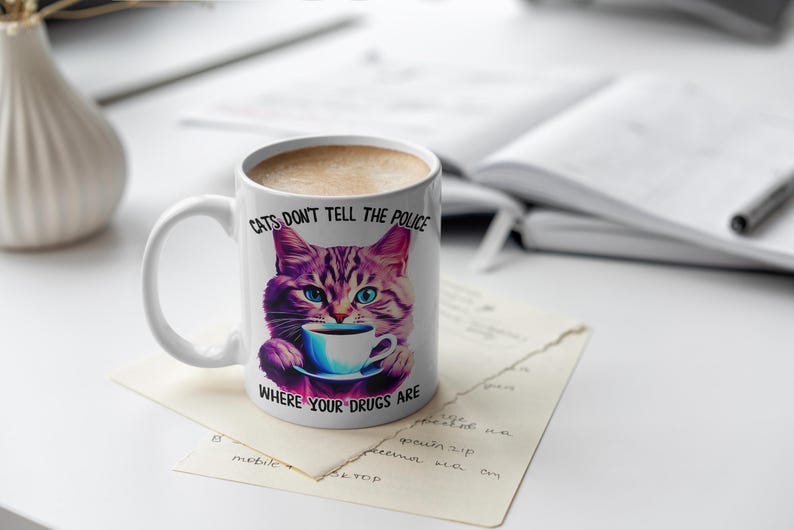 MugzBunnyStore Cats Don't Tell The Police Mug - Thumbnail 5