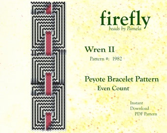 Wren II – Peyote Bracelet Pattern  Peyote Even Count  Miyuki Delica 11   Instant Download   PDF Download   fireflybeadsbypamela