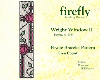 Wright Window II Peyote Bracelet Pattern – Miyuki Delica Beading (PDF Pattern)