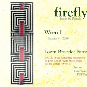 Wren I – Loom Bracelet Pattern  Loom Bead Stitch  Miyuki Delica 11   Instant Download   PDF Download   fireflybeadsbypamela  Geometric