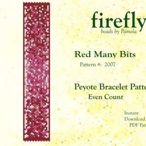 Red Many Bits – Peyote Bracelet Pattern  Peyote Even Count  Miyuki Delica 11   Instant Download   PDF Download   fireflybeadsbypamela  Red