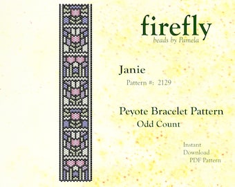 Janie – Peyote Bracelet Pattern  Peyote Odd Count  Miyuki Delica 11   Instant Download  Peyote Stitch  Odd Count Peyote