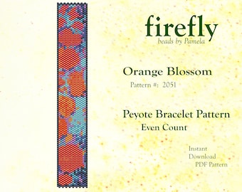 Orange Blossom Peyote Bracelet Pattern – Miyuki Delica Beadweaving (PDF Pattern)