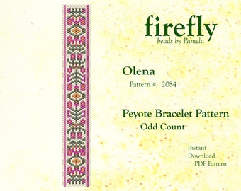 Olena – Peyote Bracelet Pattern  Peyote Odd Count  Miyuki Delica 11   Instant Download  Peyote Stitch  fireflybeadsbypamela