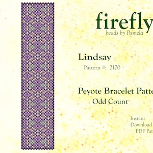 Lindsay – Peyote Bracelet Pattern  Peyote Odd Count  Miyuki Delica 11   Instant Download  Peyote Stitch  fireflybeadsbypamela