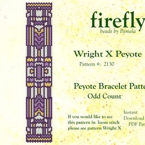 Wright X Peyote – Peyote Bracelet Pattern  Peyote Odd Count  Miyuki Delica 11   Instant Download  Peyote Stitch  Odd Count Peyote