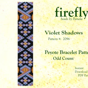 Violet Shadows – Peyote Bracelet Pattern  Peyote Odd Count  Miyuki Delica 11   Instant Download  Peyote Stitch  fireflybeadsbypamela