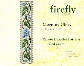 Morning Glory – Peyote Bracelet Pattern  Peyote Odd Count  Miyuki Delica 11   Instant Download  Peyote Stitch  fireflybeadsbypamela
