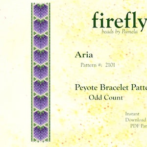 Aria – Peyote Bracelet Pattern  Peyote Odd Count  Miyuki Delica 11   Instant Download  Peyote Stitch  fireflybeadsbypamela