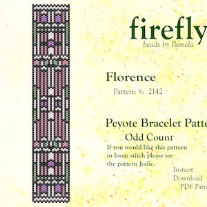 Florence – Peyote Bracelet Pattern  Peyote Odd Count  Miyuki Delica 11   Instant Download  Peyote Stitch  Odd Count Peyote Stained Glass