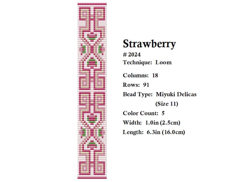 Strawberry Loom Bracelet Pattern – Miyuki Delica 11 (PDF Pattern) - Etsy