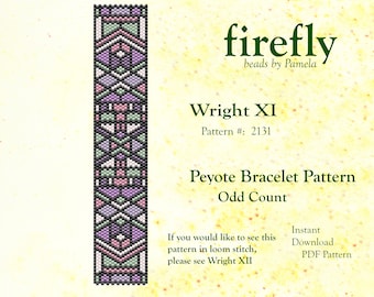 Wright XI - Motif de bracelet peyotl nombre impair Peyotl Miyuki Delica 11 Téléchargement instantané Peyotl nombre impair point de peyotl