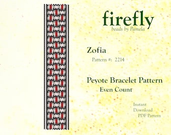 Zofia – Even Count Peyote Bracelet Pattern Seed Bead Bracelet Pattern Miyuki Delica Size 11 firefly bead geometric peyote bead stitch