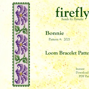Bonnie – Loom Bracelet Pattern  Loom Bead Stitch  Miyuki Delica 11   Instant Download   PDF Download   fireflybeadsbypamela  Flowers