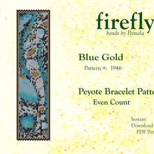Blue Gold – Peyote Bracelet Pattern   Even Count Peyote   Miyuki Delica 11   Instant Download   PDF Download   fireflybeadsbypamela