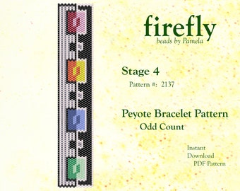 Stage 4 – Peyote Bracelet Pattern  Peyote Odd Count  Miyuki Delica 11   Instant Download  Peyote Stitch  Odd Count Peyote