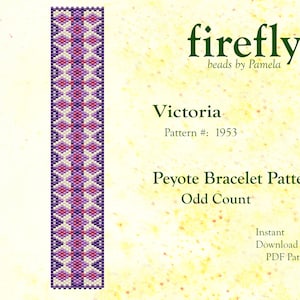 Victoria – Peyote Bracelet Pattern  Peyote Odd Count  Miyuki Delica 11   Instant Download  Peyote Stitch  Odd Count Peyote