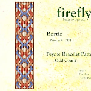 Bertie – Peyote Bracelet Pattern  Peyote Odd Count  Miyuki Delica 11   Instant Download  Peyote Stitch  fireflybeadsbypamela