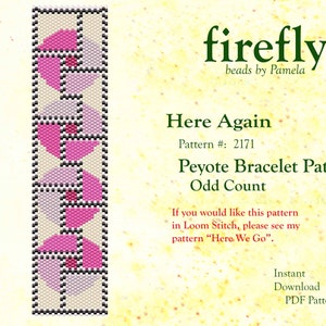 Here Again – Peyote Bracelet Pattern  Peyote Odd Count  Miyuki Delica 11   Instant Download  Peyote Stitch  fireflybeadsbypamela