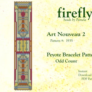 Art Nouveau 2 – Odd Count Peyote Bracelet Pattern   Miyuki Delica 11   Instant Download   peyote stitch   fireflybeadsbypamela