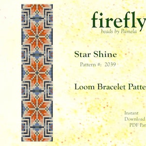 Star Shine – Loom Bracelet Pattern  Loom Bead Stitch  Miyuki Delica 11   Instant Download  Loom Stitch  fireflybeadsbypamela