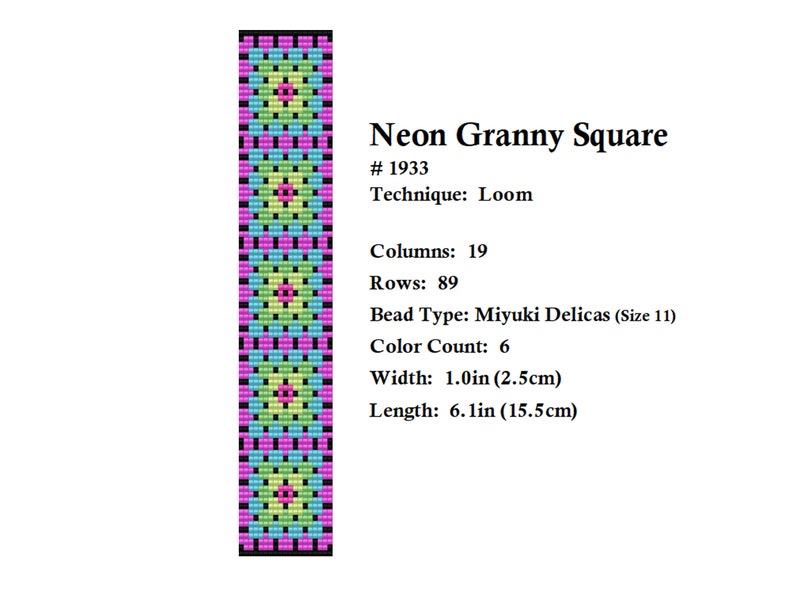 Granny Square – Loom Bracelet Pattern Miyuki Delica 11 Instant Download ...