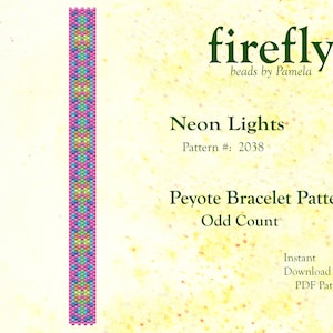 Neon Lights – Peyote Bracelet Pattern  Peyote Odd Count  Miyuki Delica 11   Instant Download  Peyote Stitch  fireflybeadsbypamela Neon
