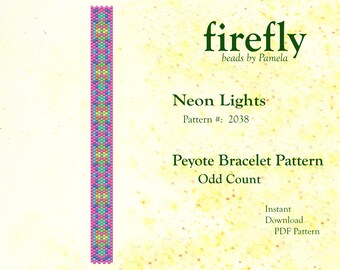 Neon Lights Peyote Bracelet Pattern – Miyuki Delica Beads (PDF Pattern)